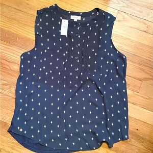 NEW Loft gray pink diamonds sleeveless blouse size Large - NWT